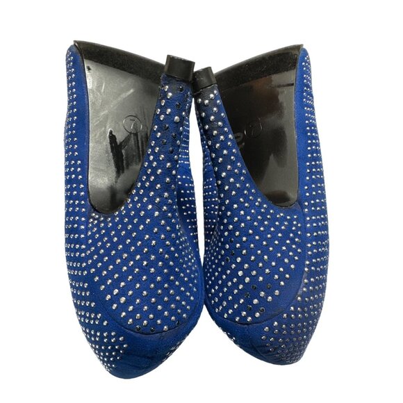 Yoki Heels Mayra Blue Silver Beading All Over Flat Bow Size 7 - Picture 12 of 12